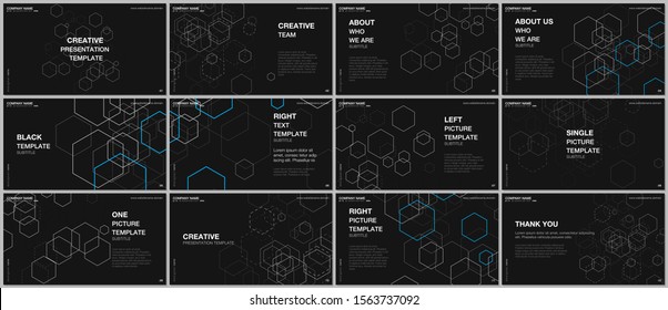 Presentation Design Vector Templates, Multipurpose Template For Presentation Slide, Flyer, Brochure Cover Design. Geometric Background With Hexagons For Medicine, Science And Technology Concepts.