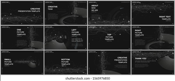 Presentation design vector templates, multipurpose template for presentation slide, flyer, brochure cover design, infographic report presentation. Futuristic background for digital technology concept.