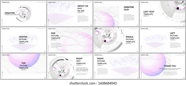 Presentation design vector templates, multipurpose template for presentation slide, flyer, brochure cover design, infographic report. Future technology. Infographic digital cloud technology concept.