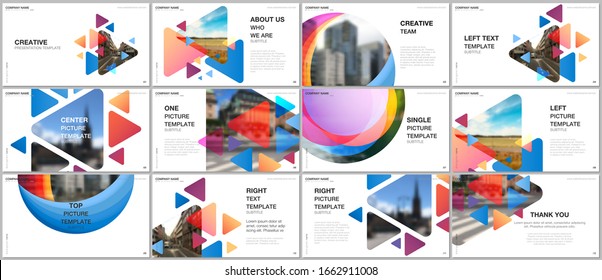 Presentation design vector templates, multipurpose template for presentation slide, flyer, brochure cover design, infographic. Colorful design background for professional business agency portfolio.