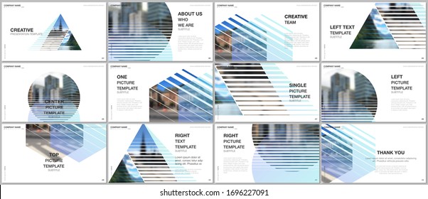 Presentation design vector templates, multipurpose template for presentation slide, flyer, brochure cover design, infographic presentation. Abstract geometric backgrounds with simple modern forms.