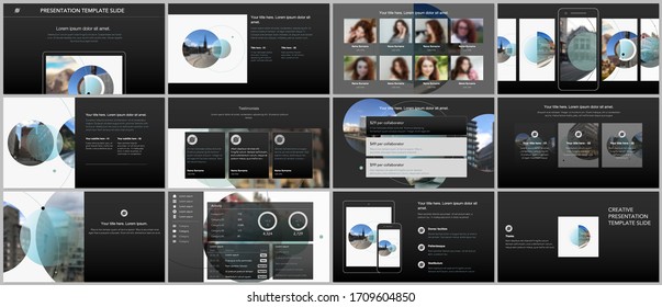 Presentation design vector templates, multipurpose template for presentation slide, flyer, brochure cover design with abstract circle banners. Social media web banner. Social network photo frame.