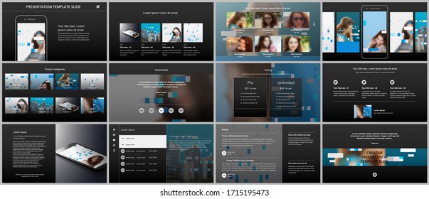 Presentation design vector templates, multipurpose template for presentation slide, flyer, brochure cover design, infographic report. Abstract geometric pattern. Corporate identity business concept.