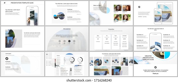 Presentation design vector templates, multipurpose template for presentation slide, flyer, brochure cover design with abstract circle banners. Social media web banner. Social network photo frame.