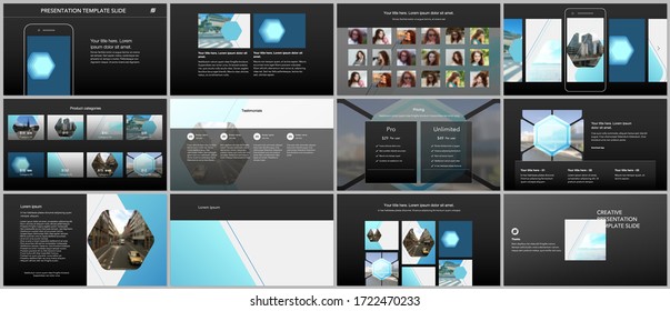 Presentation design vector templates, multipurpose template for presentation slide, flyer, brochure cover design, infographic report. Abstract geometric pattern. Corporate identity business concept.