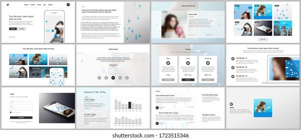 Presentation design vector templates, multipurpose template for presentation slide, flyer, brochure cover design, infographic report. Abstract geometric pattern. Corporate identity business concept.