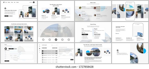 Presentation design vector templates, multipurpose template for presentation slide, flyer, brochure cover design with abstract circle banners. Social media web banner. Social network photo frame.