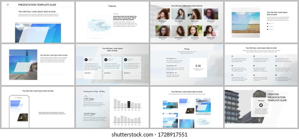 Presentation design vector templates, multipurpose template for presentation slide, flyer, brochure cover design, infographic report. Abstract geometric pattern. Corporate identity business concept.