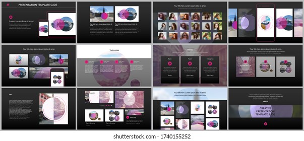 Presentation design vector templates, multipurpose template for presentation slide, flyer, brochure cover design with abstract circle banners. Social media web banner. Social network photo frame.