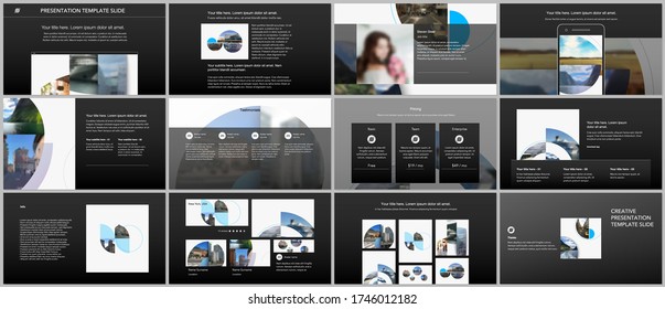 Presentation design vector templates, multipurpose template for presentation slide, flyer, brochure cover design with abstract circle banners. Social media web banner. Social network photo frame.