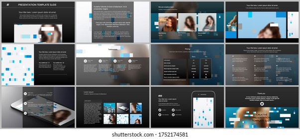 Presentation design vector templates, multipurpose template for presentation slide, flyer, brochure cover design, infographic report. Abstract geometric pattern. Corporate identity business concept.