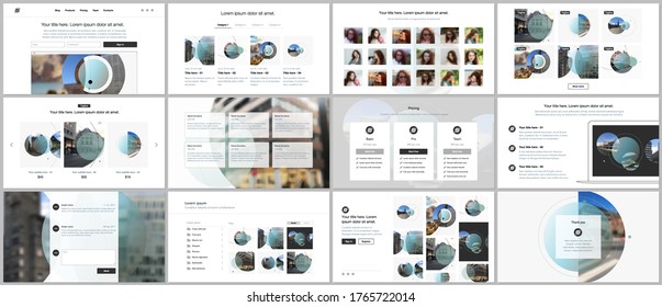 Presentation design vector templates, multipurpose template for presentation slide, flyer, brochure cover design with abstract circle banners. Social media web banner. Social network photo frame.
