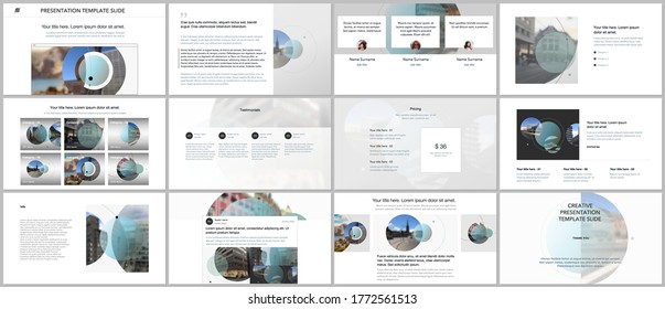 Presentation design vector templates, multipurpose template for presentation slide, flyer, brochure cover design with abstract circle banners. Social media web banner. Social network photo frame.