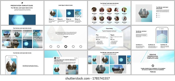 Presentation design vector templates, multipurpose template for presentation slide, flyer, brochure cover design, infographic report. Abstract geometric pattern. Corporate identity business concept.
