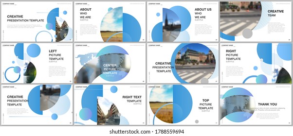 Presentation design vector templates, multipurpose template for presentation slide, flyer, brochure cover design, infographic report. Simple design background with circles, geometric round shapes.