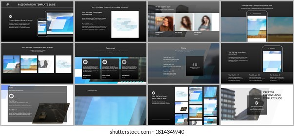 Presentation design vector templates, multipurpose template for presentation slide, flyer, brochure cover design, infographic report. Abstract geometric pattern. Corporate identity business concept.