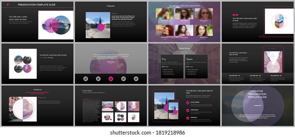 Presentation design vector templates, multipurpose template for presentation slide, flyer, brochure cover design with abstract circle banners. Social media web banner. Social network photo frame.