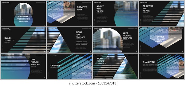 Presentation design vector templates, multipurpose template for presentation slide, flyer, brochure cover design, infographic presentation. Abstract geometric backgrounds with simple modern forms.