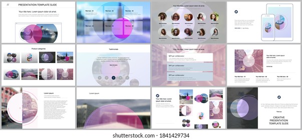 Presentation design vector templates, multipurpose template for presentation slide, flyer, brochure cover design with abstract circle banners. Social media web banner. Social network photo frame.