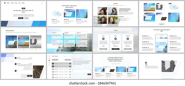 Presentation design vector templates, multipurpose template for presentation slide, flyer, brochure cover design, infographic report. Abstract geometric pattern. Corporate identity business concept.