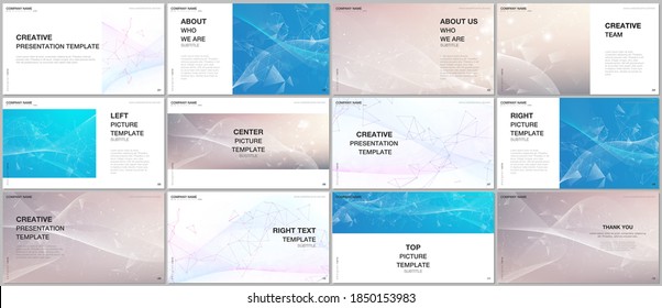 Presentation design vector templates, multipurpose template for presentation slide, flyer, brochure cover, infographic report presentation. Wave flow background for science or medical concept design.