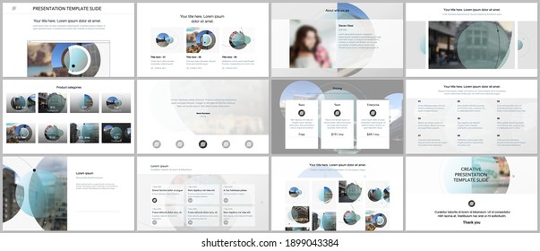 Presentation design vector templates, multipurpose template for presentation slide, flyer, brochure cover design with abstract circle banners. Social media web banner. Social network photo frame.