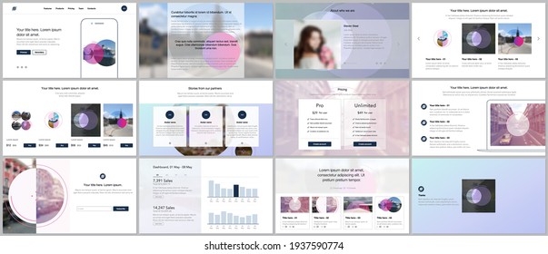 Presentation design vector templates, multipurpose template for presentation slide, flyer, brochure cover design with abstract circle banners. Social media web banner. Social network photo frame.