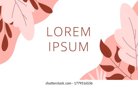 Presentation design vector templates, slide, flyer, brochure cover design. Lorem Ipsum art design element stock vector illustration for web, print, wallpaper, presentation. Romantic with pink leaf. 