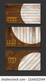 Presentation design vector templates with wooden background texture. In size presentation wide 1920 x 1080