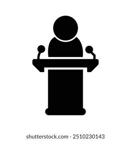 Präsentationsschreibtisch Symbol oder Symbole Vektor schwarzes Design Konzept.