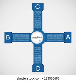 Presentation diaram with text. Blue. Infographics elemet. Full editable.