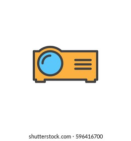 Presentation digital projector line icon, filled outline vector sign, linear colorful pictogram isolated on white. Symbol, logo illustration. Editable stroke. Pixel perfect