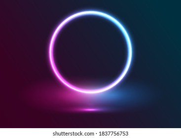 Presentation display background with neon circle design