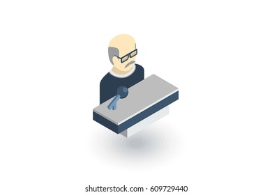 Presentation, education speaker, lecture, teacher isometric flat icon. 3d vector colorful illustration. Pictogram isolated on white background