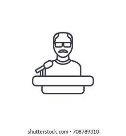 Presentation, education speaker, lecture, teacher thin line icon. Linear vector illustration. Pictogram isolated on white background