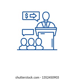 Presentation event line icon concept. Presentation event flat  vector symbol, sign, outline illustration.