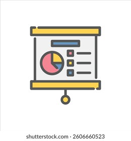 presentation filled outline icon. presentation color line illustration.