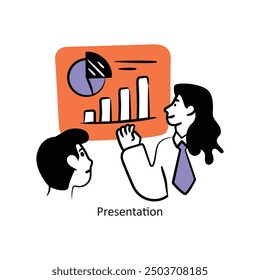 Presentation filled outline Style Design Vector Stock illustration. 