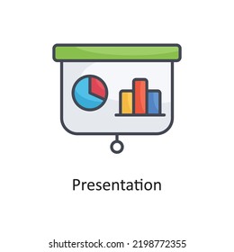 Presentation Filled Outline Vector Icon Design illustration on White background. EPS 10 File