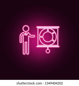 presentation of financial indicators icon. Elements of HR & Heat hunting in neon style icons. Simple icon for websites, web design, mobile app, info graphics