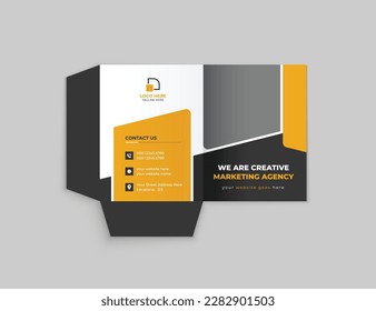 Presentation Folder design, cover for catalogue, brochures, booklet, magazine, layout for placement of photos and text, modern geometric design.