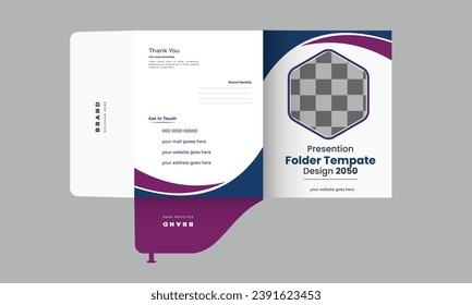 Diseño de carpetas de presentación, portada para catálogo, folletos, folleto, revista, diseño para la colocación de fotos y texto, diseño geométrico moderno.