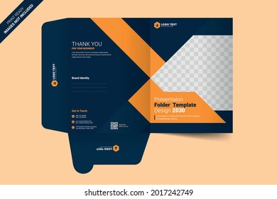 Presentation folder template design, Folder design, cover for catalog, brochures