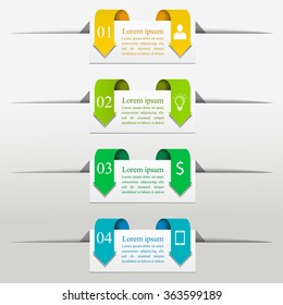 Presentation with four text box with arrows. Infographic template