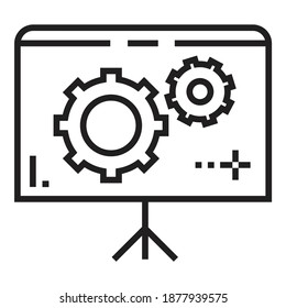 Presentation Gears Business Model Flat Icon Isolated On White Background