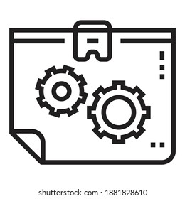 Presentation Gears Business Model Flat Icon Isolated On White Background