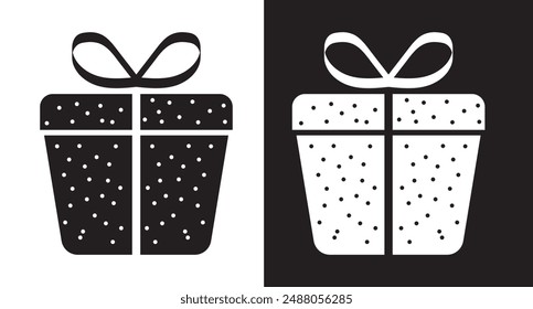 Presentation gift box vector, icon, silhouette. Gift box icon, vector. Gift wrapping and Christmas gift box icon illustration. Vector illustration.