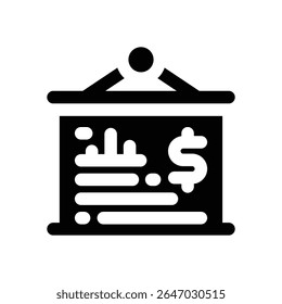 presentation glyph icon. Strong and solid vector icon for websites, mobile interfaces, presentations, and visual branding. High quality and easy to edit.