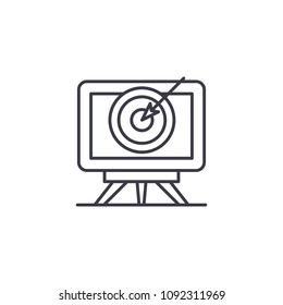 Presentation of goals linear icon concept. Presentation of goals line vector sign, symbol, illustration.