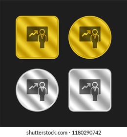 Presentation gold and silver metallic coin logo icon design
